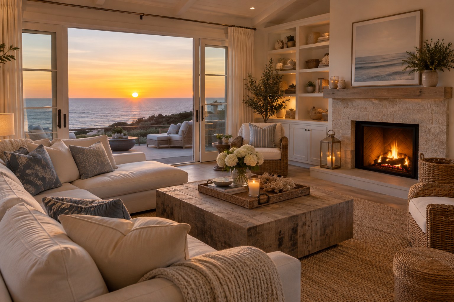 A cozy living room, illustrative